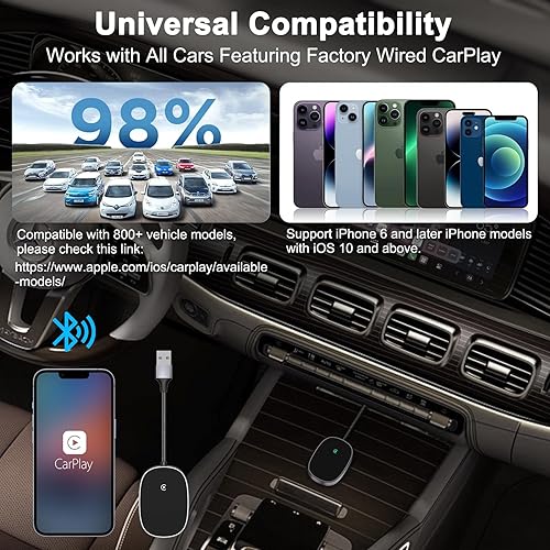Miniatura 6 de Adaptador inalámbrico Carplay para Apple Bluetooth Adaptador de coche Convertir con cable a inalámbrico Carplay Dongle para control inalámbrico Plug