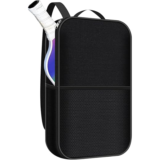 CATOSUM Pickleball Paddle Cover with Pocket, with Extra Storage Space Pocket for Accessories, Fits Store 2 Paddle &4balls, Zipper Closure - Waterproof Material (Black)