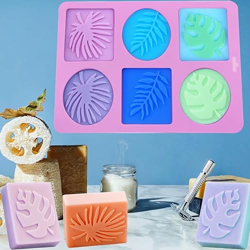 Miniatura 4 de Paquete de 2 moldes de silicona para jabón, diseños de hojas tropicales y estilo hawaiano para hacer jabón hecho a mano, moldes de silicona