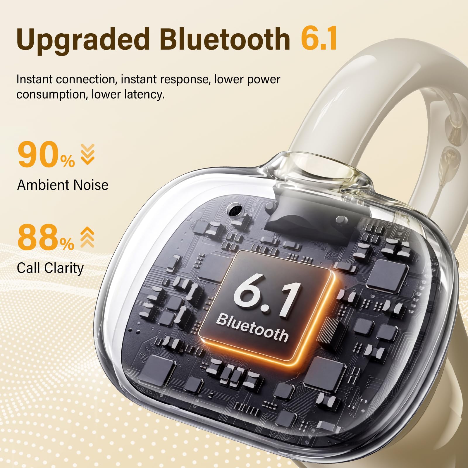 Clip-On Bluetooth Earbuds,Open-Ear Sports Headphones,Wireless bone conduction earphones,Innovative Earhook Design for Fitness,80 hours standby time, Secure Fit, Water and Dust Resistant (Flesh) — view 4