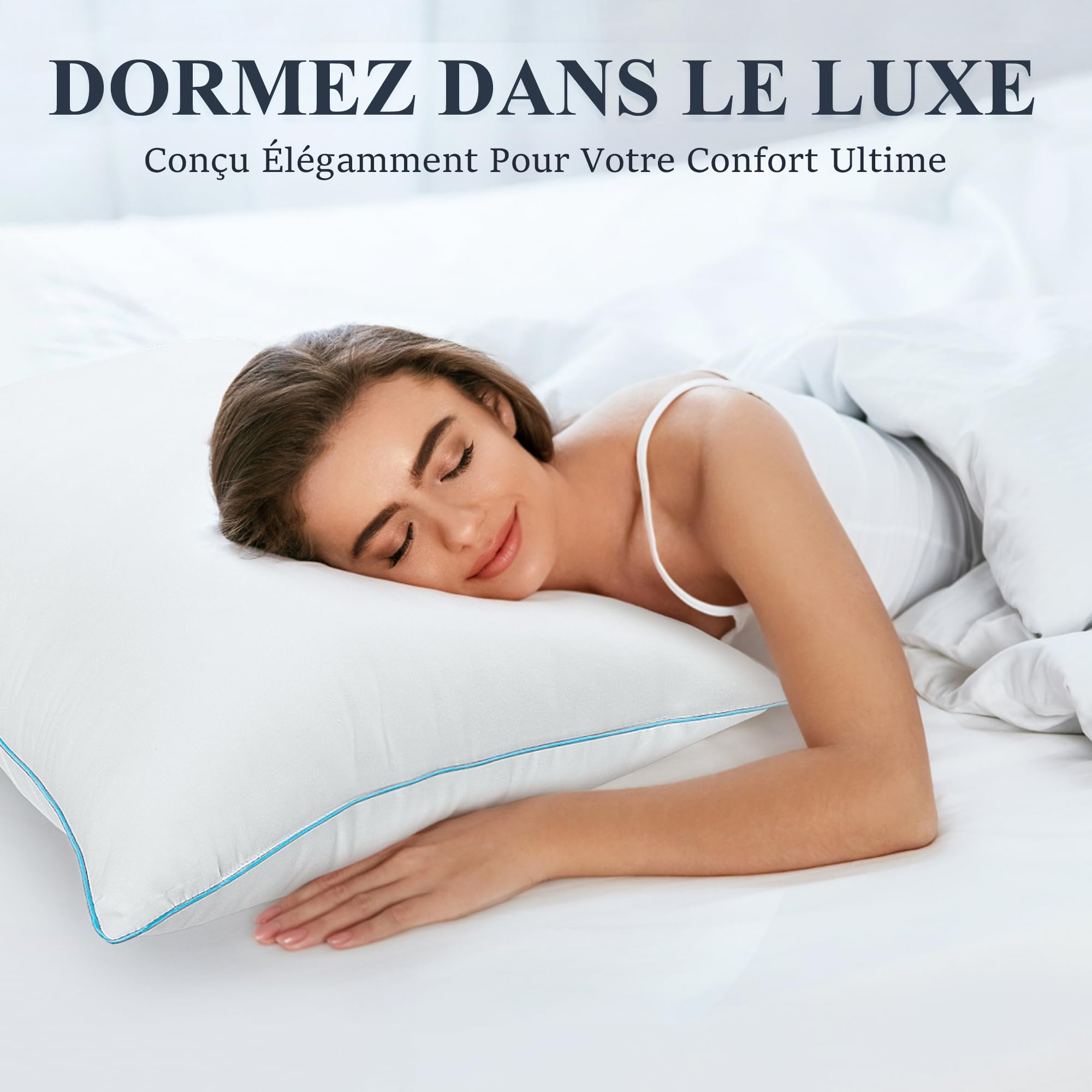 zibroges DP01 Bed Pillow, Throw 60x60cm Set of 2, Sky Blue Side 2 Count