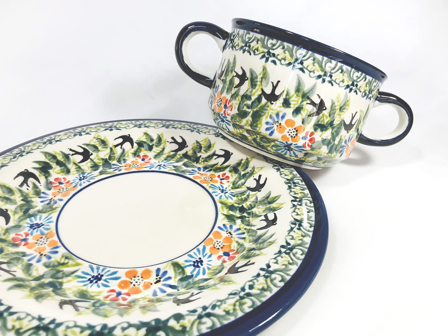 BOLESLAWIEC ポーリッシュポタリー ツバメと野の花　ボウル 皿 器 BOLESLAWIEC ポーリッシュポタリー ツバメと野の花 ボウル 皿 器