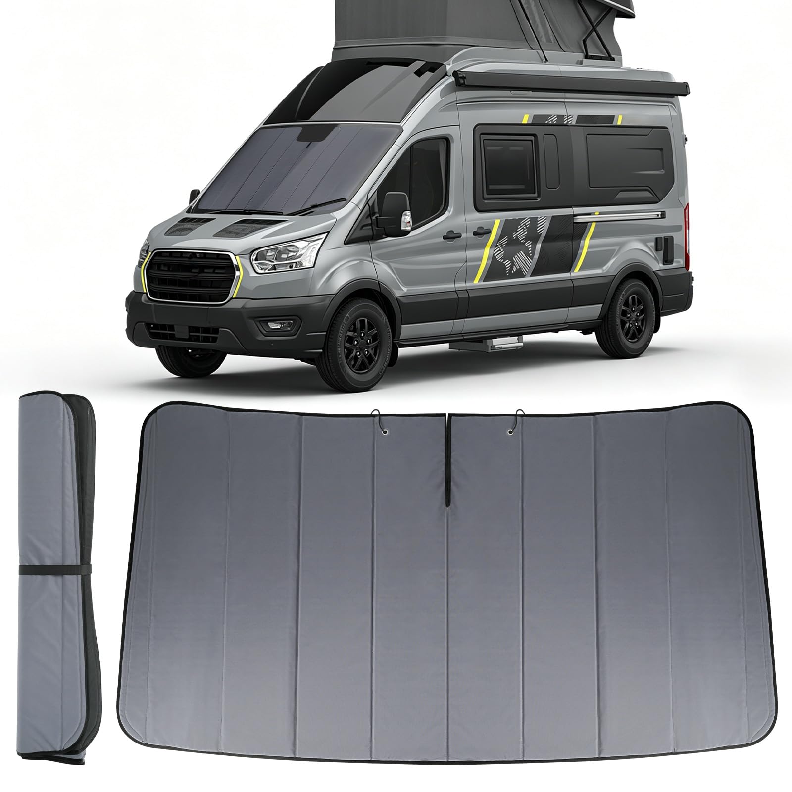 Parasoles Parabrisas Compatible con F-ORD Transit MK8 2015-2026 Protector Solar Coche Plegable Interior Protección Solar UV Reflectante Anti Calor y Polvo