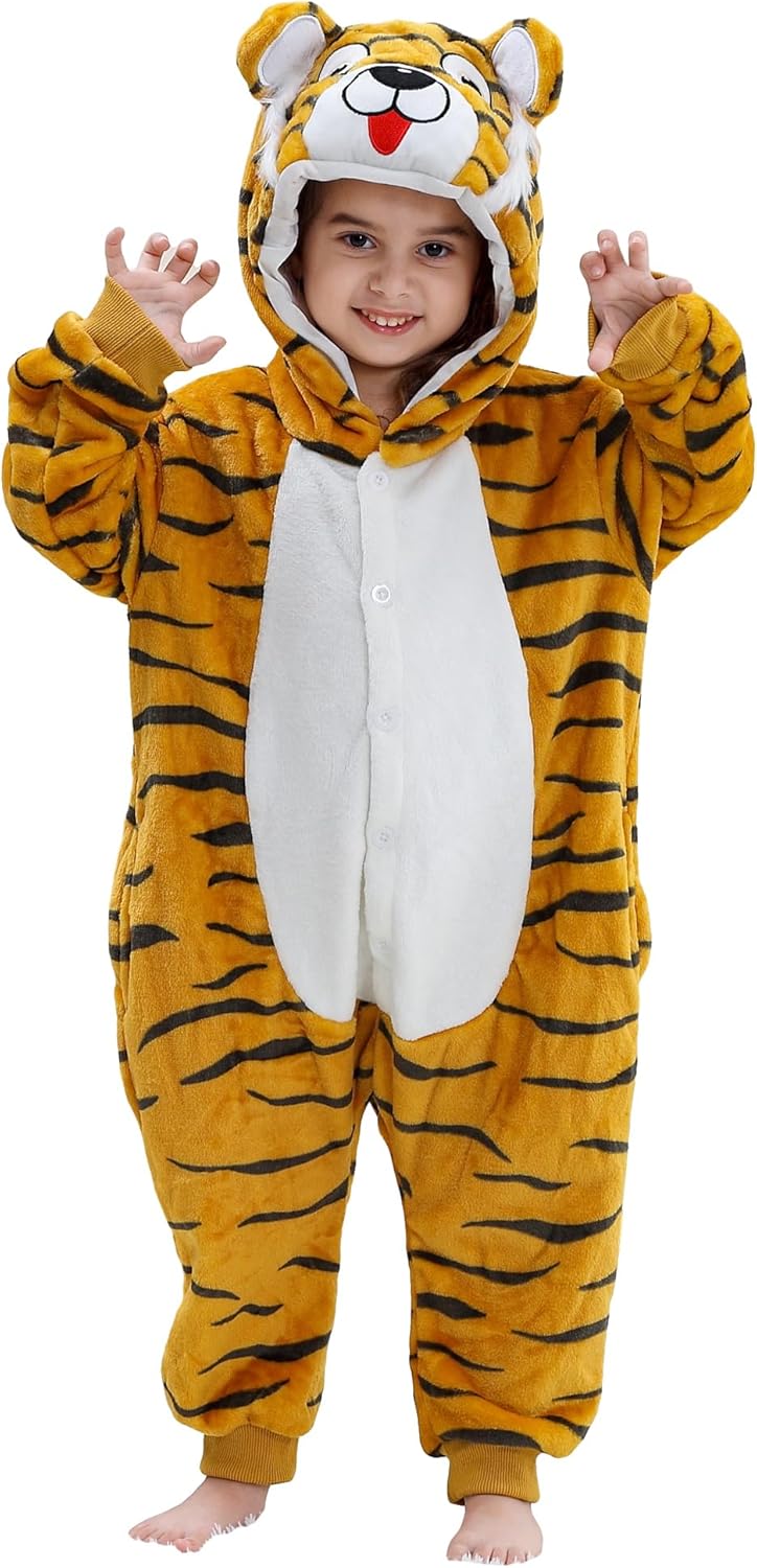 BETTERFUN Unisex Kids Animal Costume Soft Flannel Halloween Christmas Cosplay Pajama Jumpsuit for 4-12 Years