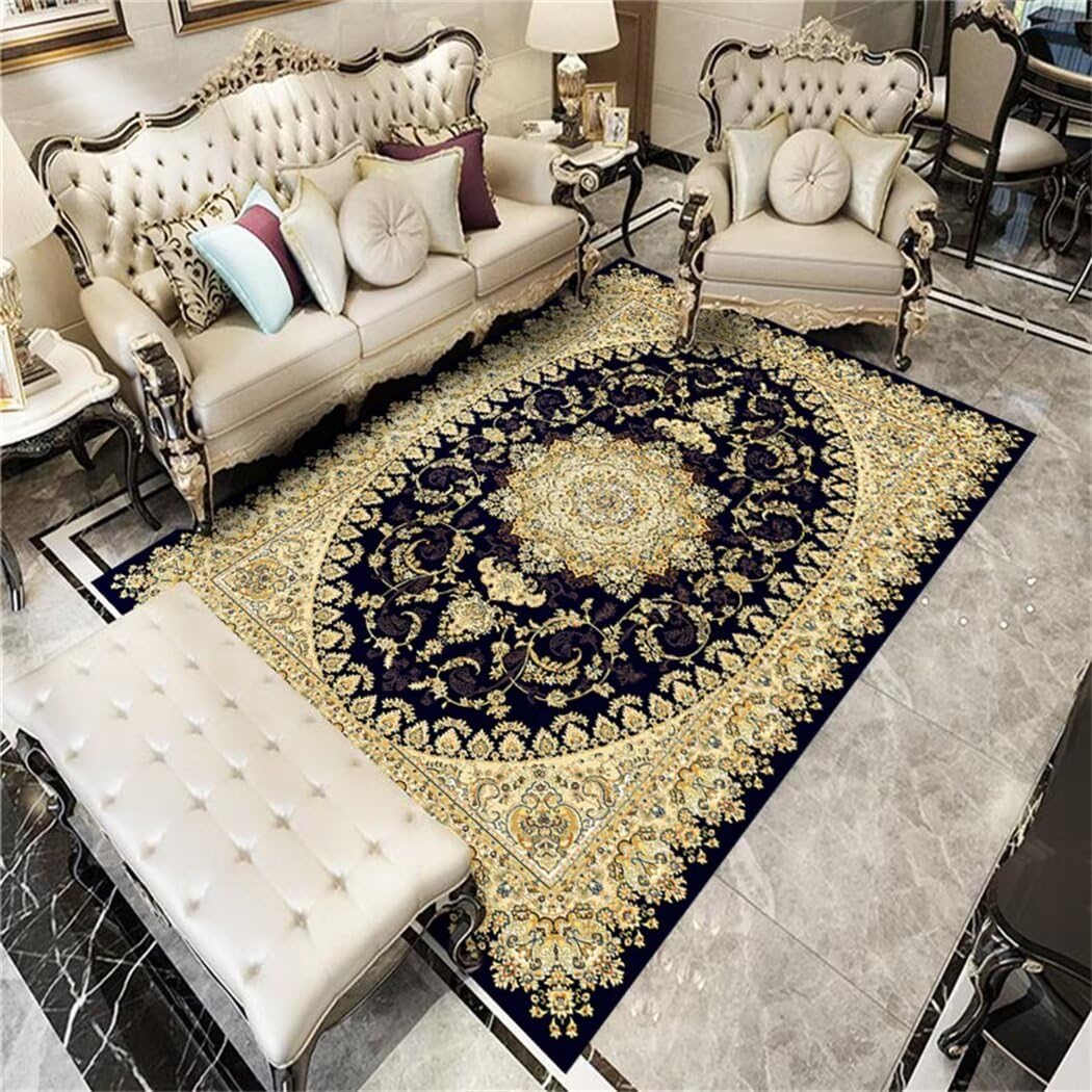 Tapis de salon à motif floral lavable 100x210 cm pour salle à manger