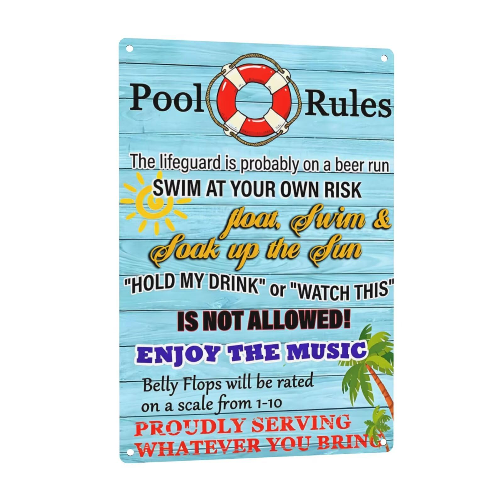 Cuorung Dfqd5 Pool Rules Metal Sign,The Lifeguard Is Probably On A Beer Run Swim At Your Own Risk Swimming Pool Signs For Home Swim Pool Party Outdoor Beach Water Park Decor 8 X 12 Inch