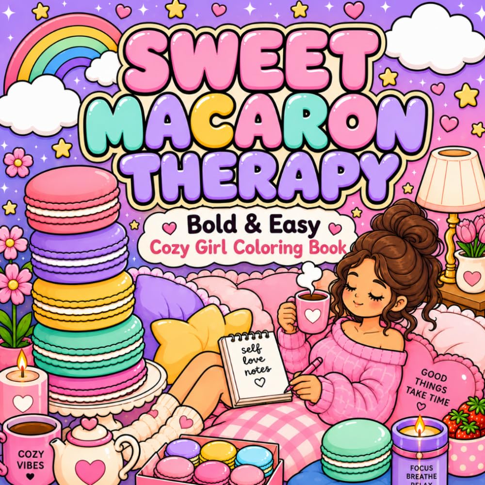 Sweet Macaron Therapy: Bold & Easy Coloring Book for Cozy Girls, Dreamy Tea Moments & Soft-Life Relaxation (Soft Life Coloring Series)