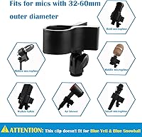 Vista 6 de Clip de micrófono grande, abrazadera de micrófono universal de alta resistencia con cabeza ajustable y ángulo de bloqueo y hilos de acero