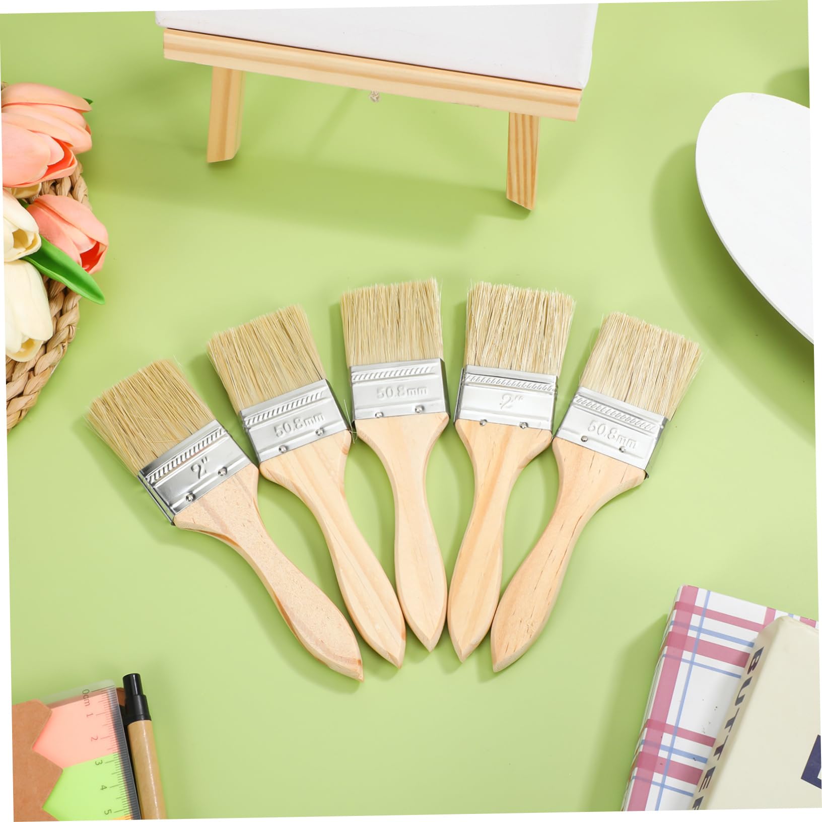 Lot de 30 Pinceaux de Peinture à Manche en Bois Épaissi
