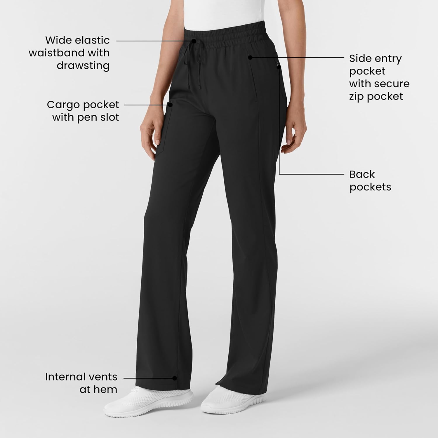 Wink Scrubs for Women, Boundless, Bootcut Pants with Drawstring and 6 Pockets - Image 2