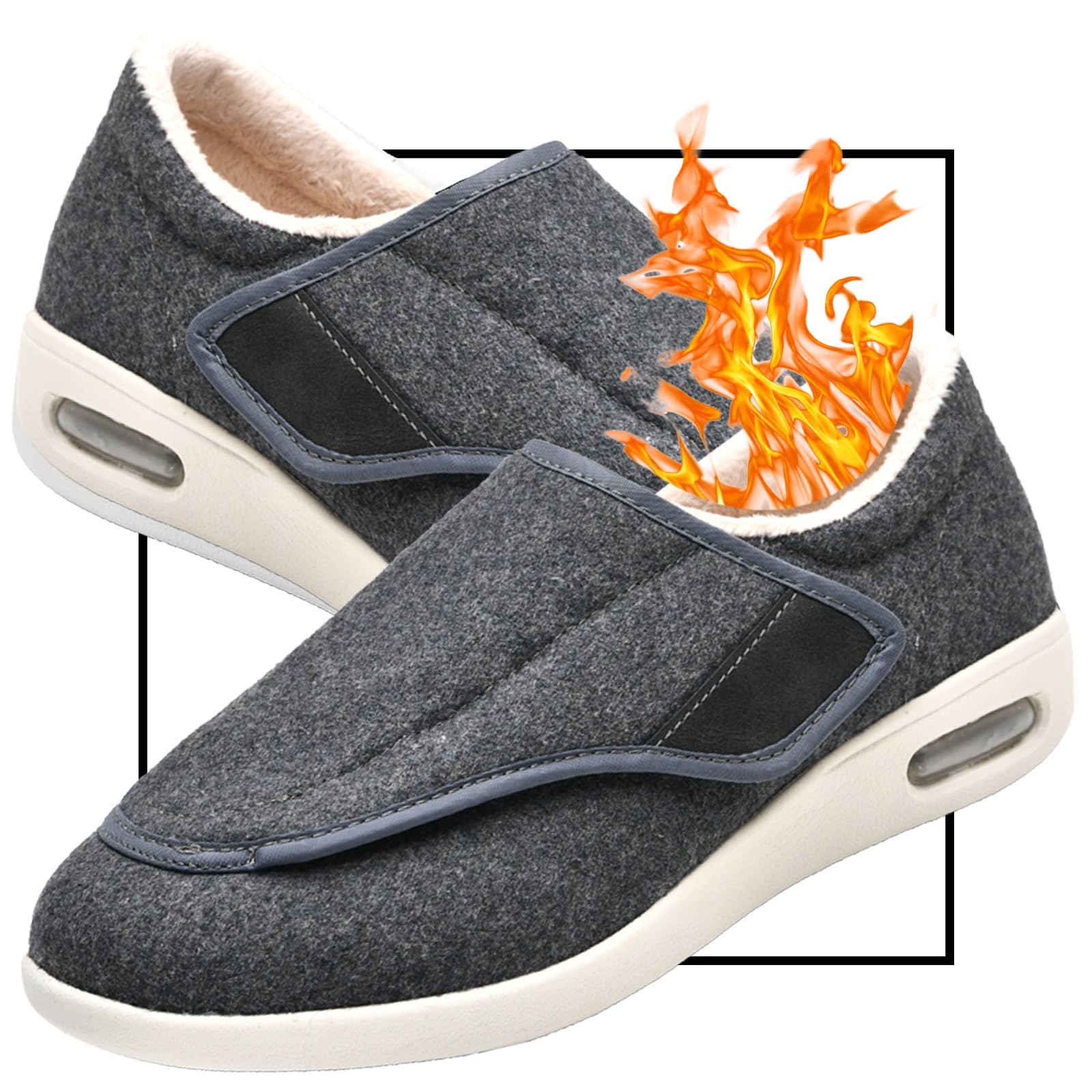 Scarpe con Strappo Uomo Donna Invernali Caldo Peluche Scarpe per diabetici da Extra Largo Regolabile Scarpe da Passeggio per gonfiore dei Piedi Ampie Larghezza Scarpe sanitarie
