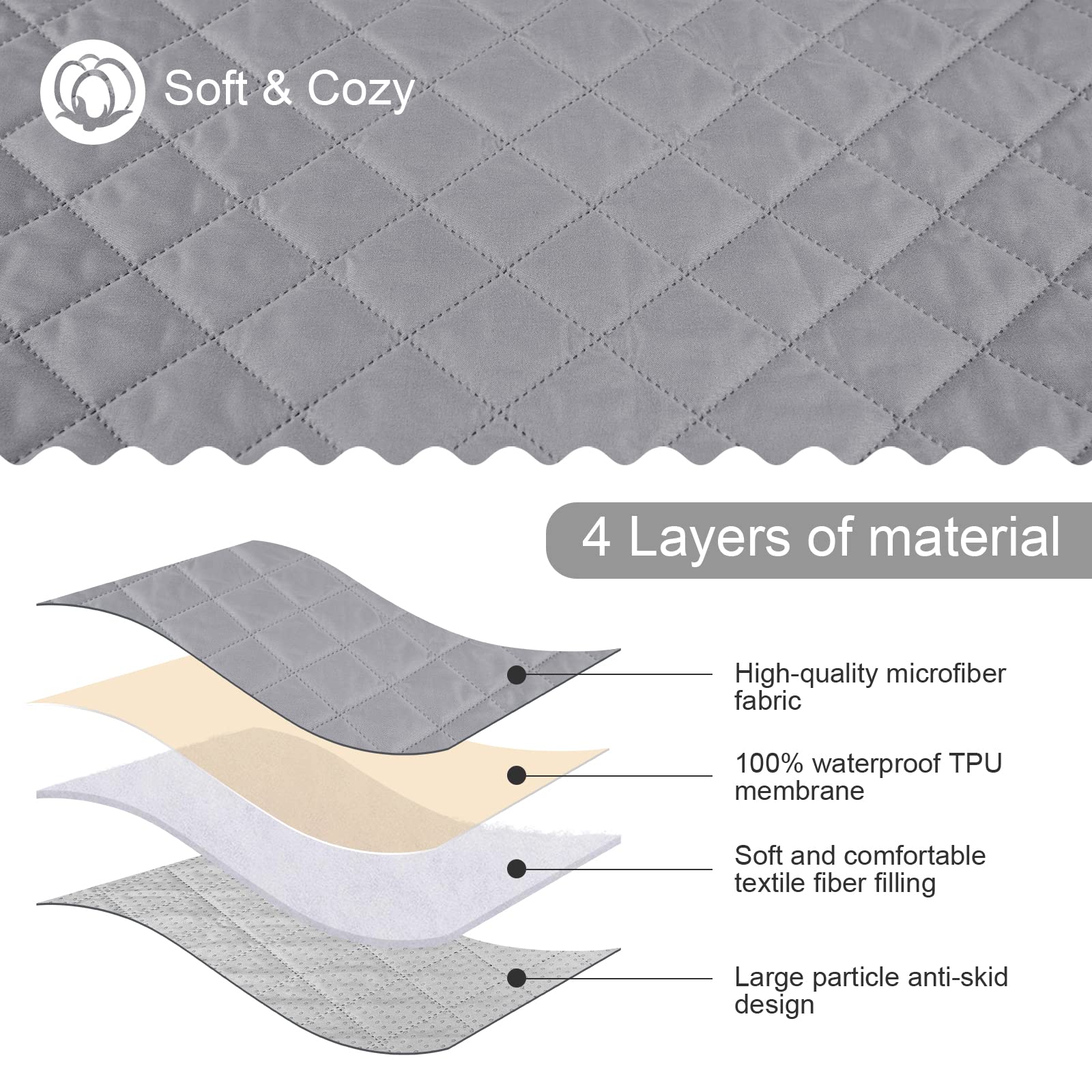 TAOCOCO Copridivano Poltrona Impermeabile Divano Protector Slipcovers (Grigio, 3 Posti)