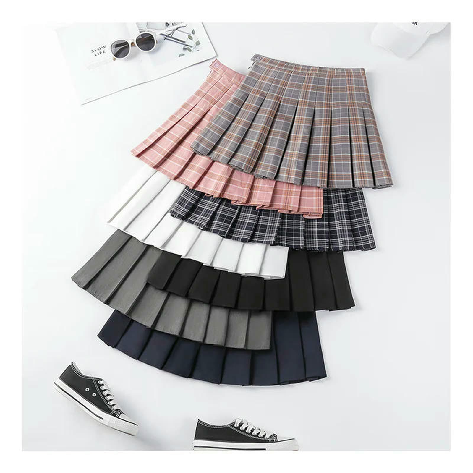 Gonna Lunga da Donna Senza Pantaloncini Stile Moda Nero Harajuku Plaid Falda Short De Mujer Mini Gonne A Pieghe-Plaid Rosa-m