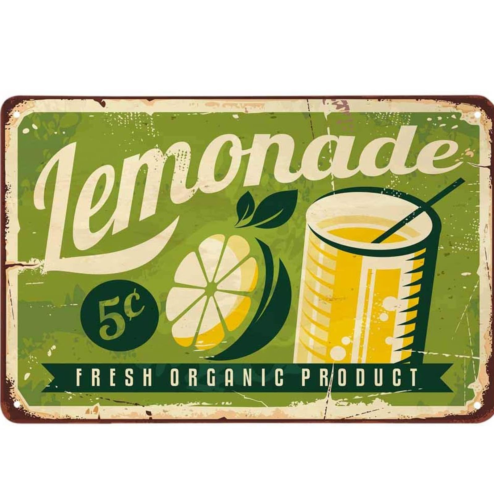 SMAZDFXX Lemonade Tin Sign Fresh Fruit Drinks Lemon Bubbles Vintage Metal Tin Signs for Cafes Bars Pubs Shop Wall Decorative Funny Retro Signs for Men Women 5.5"x8"