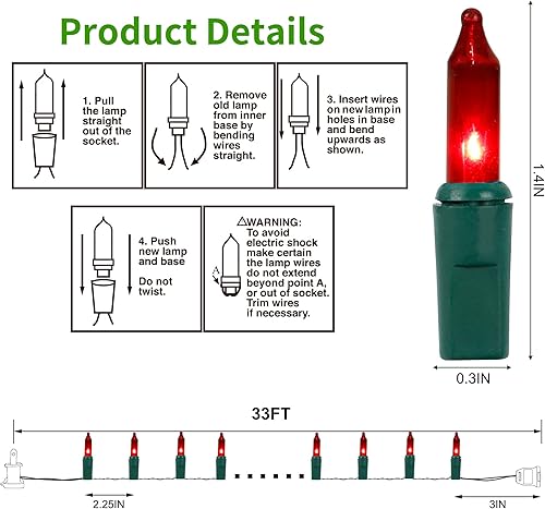 Miniatura 4 de Luces de Navidad, 150 unidades, 33 pies, luces de hadas de alambre verde, luces de árbol de Navidad conectables con certificación UL de 120 V para