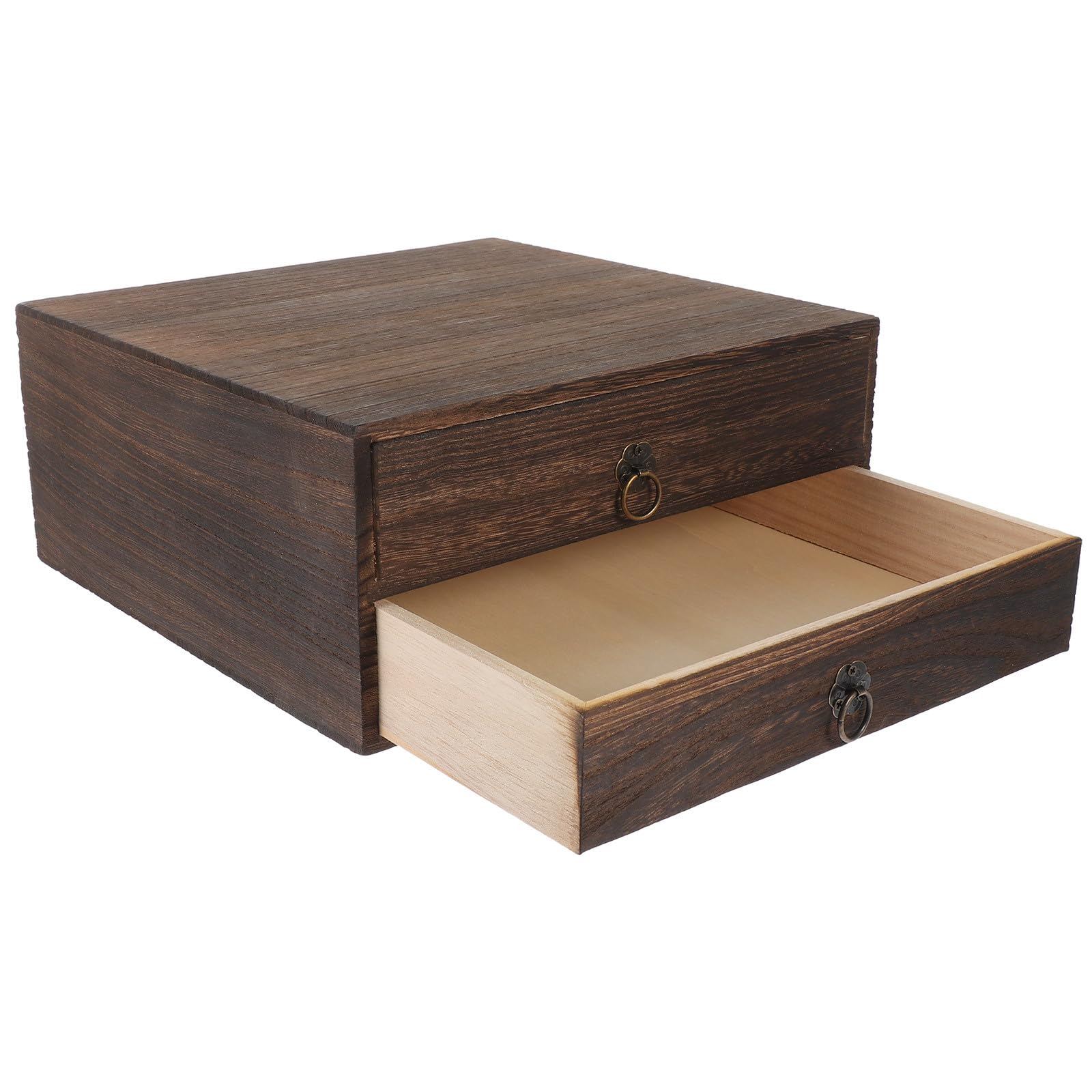 CHILDWEET Scatola Portaoggetti a Cassetto in Legno Multistrato, Doppio Strato, Dimensioni Compatte 25,5X24,5X11 CM, Adatta per l'Organizzazione di Cancelleria e Accessori da Ufficio