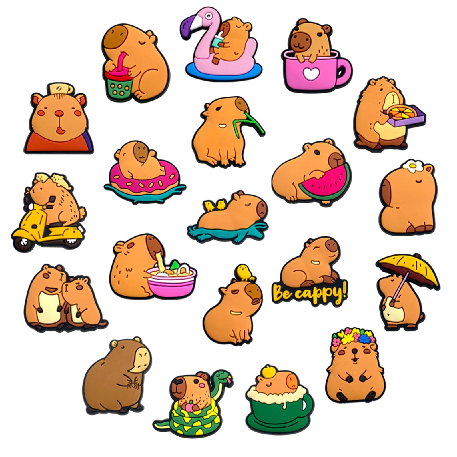20PCS Capybara Shoe Charms for Clog,Cute Animals Shoe Decoration Charms for Women Men Adults,Trendy PVC Summer Beach Sandal Shoes Accessories Party Favors Birthday Gifts - 5