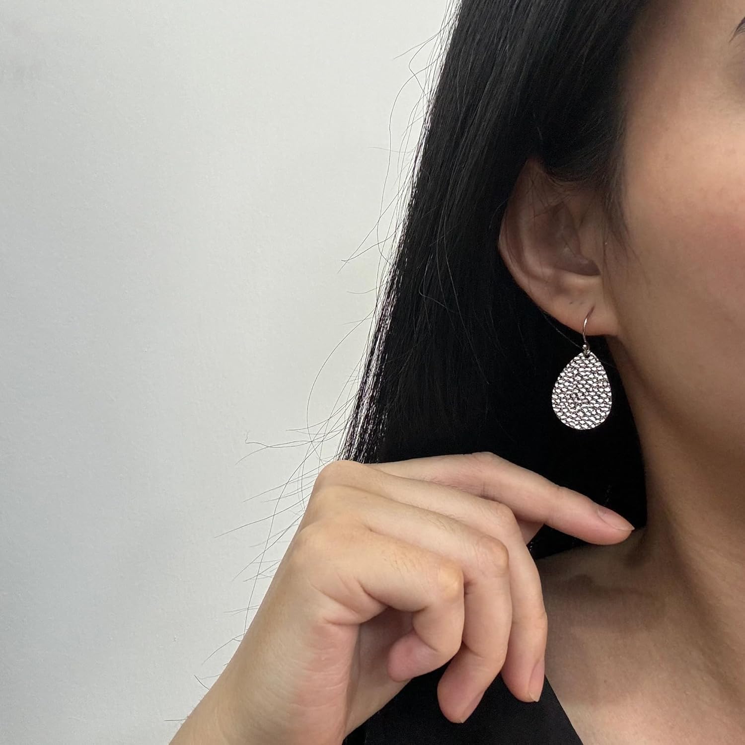 Bohemian Boho Handmade Hammered Teardrop Dangling Drop Earrings for Women, 925 Sterling Silver Hooks - Image 2