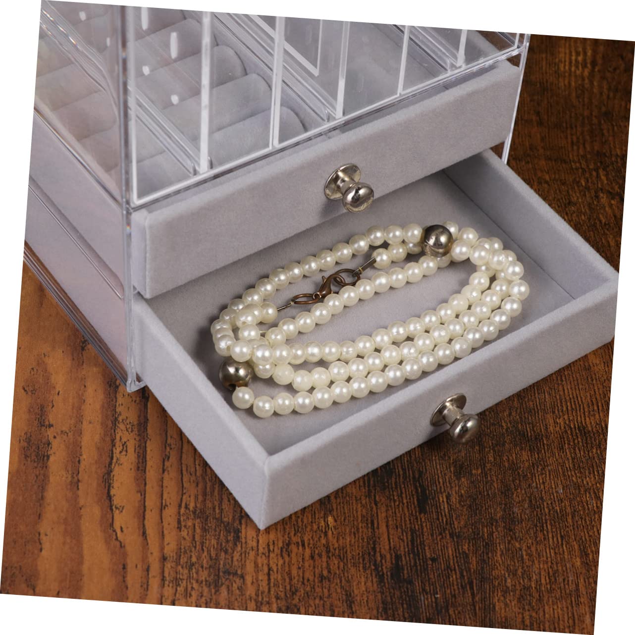 COLLBATH Estante De Exhibición De Joyas Para Aretes Caja De Almacenamiento De Acrílico Con 2 Cajones Para Uso En Tiendas De Collares Pulseras Y Joyas