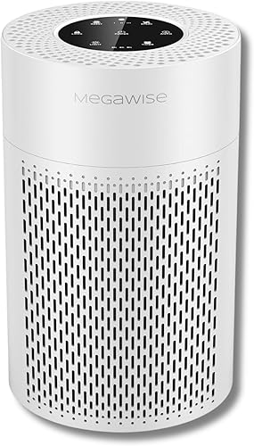 MegaWise Purificador de aire silencioso de escritorio con 3 velocidades para oficina en casa, filtro HEPA verdadero con sensor inteligente de
