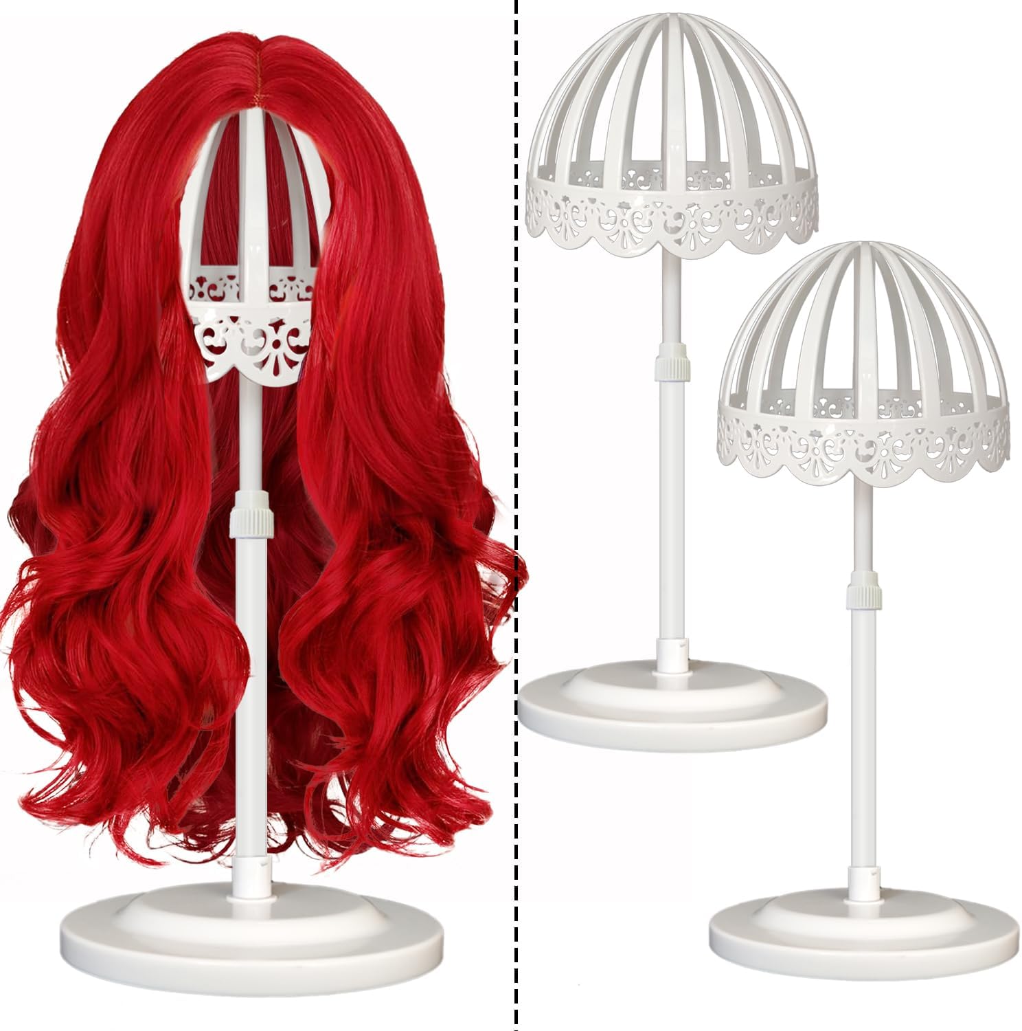 Wig Stand 2 Pack Adjustable Height Portable Wig Holder