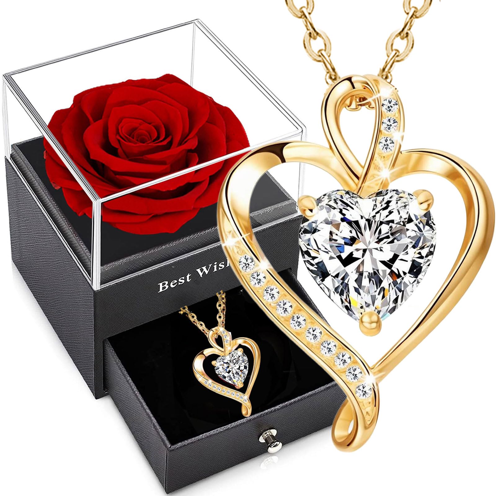 Ewige Rose,Konservierte Echte Blume,Haltbare Handgefertigte Rosen,Infinity Rosenbox,Romantisch Geschenkebox für Muttertag Valentinstag Weihnachten Ehefrau Frauen Großmutter Geburtstag Geschenk