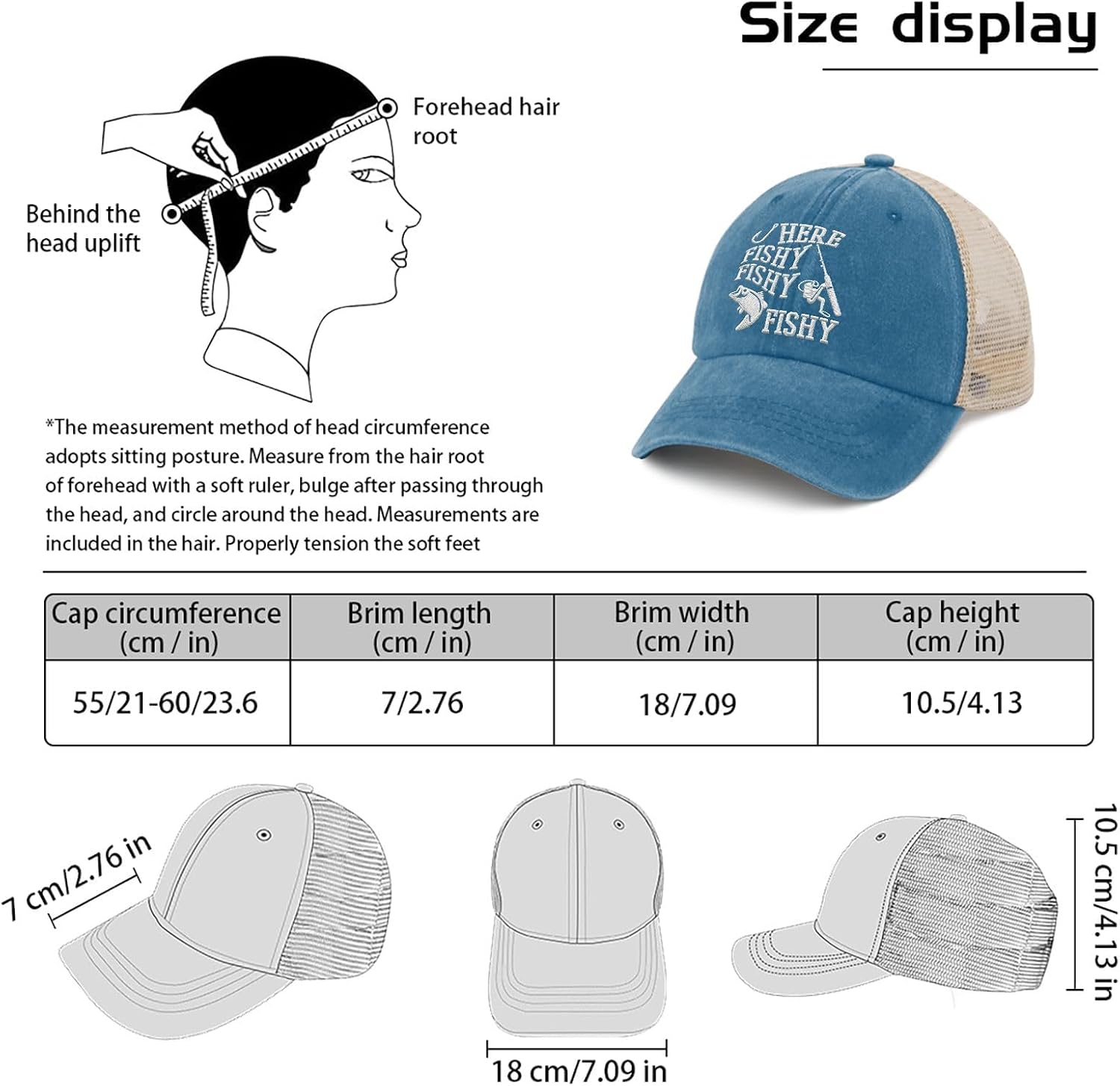 Where’s The Fish Fishing Hat for Men, Funny Embroidered Trucker Hat, Funny Fishing Hats for Dad Husband Grandpa