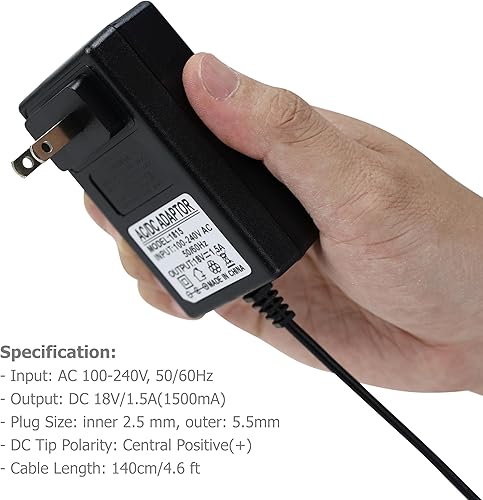 Miniatura 2 de Excelity DC 18V 650mA 1A 15AMax Wall Charger Power Supply Switching Adapter with Tips 55 x 25mm  55 x 21mm