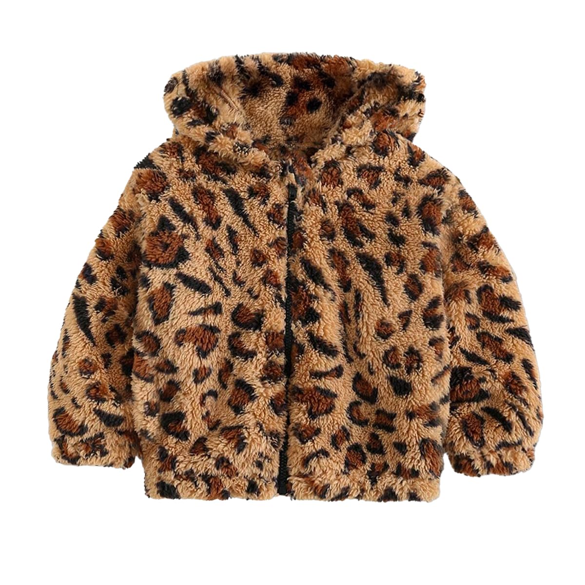 Girls' Toddler Girls' Leopard Print Fuzzy Zip - Up Hooded Jacket 4-8 Years