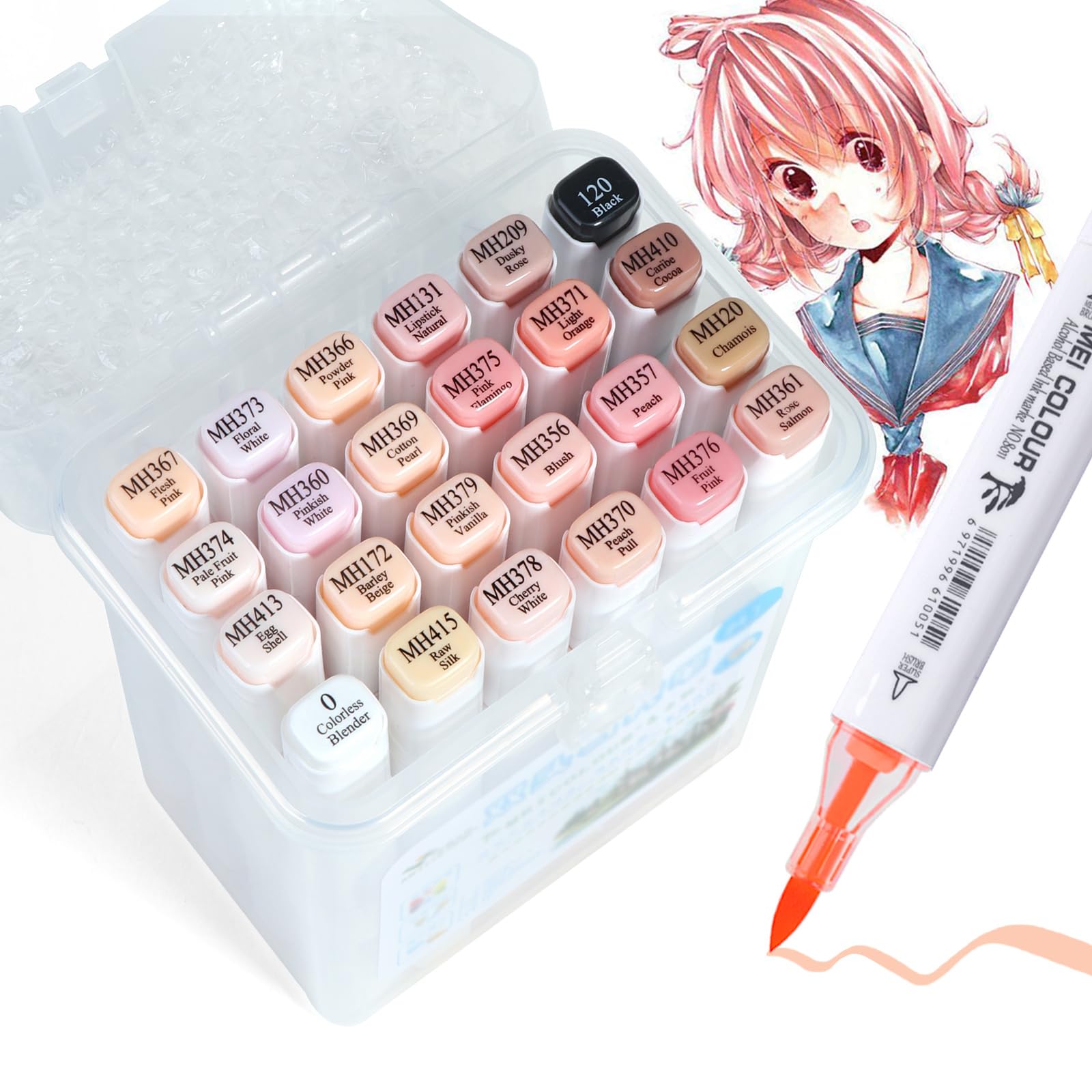 Amazon.com: MEI COLOUR 24 Colors Skin Tone Pastel Alcohol Markers