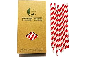 100-Count Red and White Paper Straws Bulk: Your Party Essential
