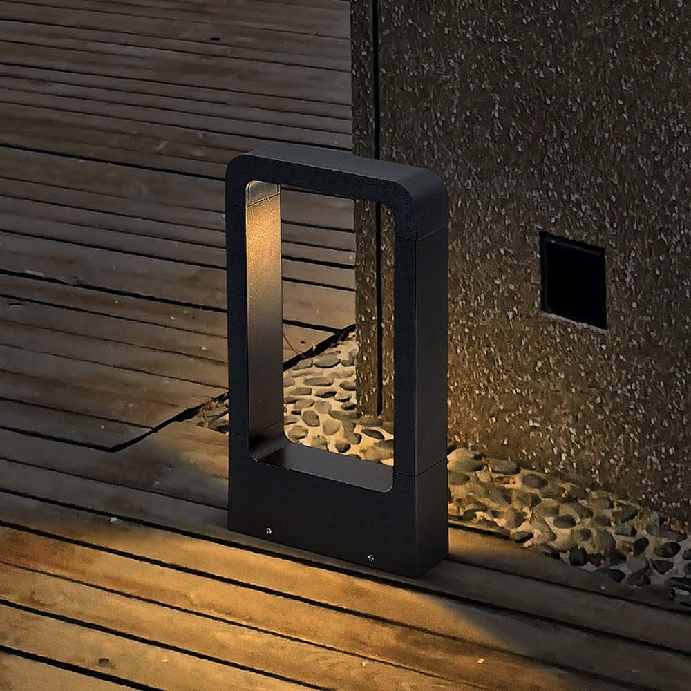 Modern Aluminum Column Light LED Outdoor Simplicity Glass Waterproof Landscape Post Pillar Light for Garden Patio Corridor Villa Fence Park Courtyard Lawn Lamp (16.3 * 5.4 * 30cm)