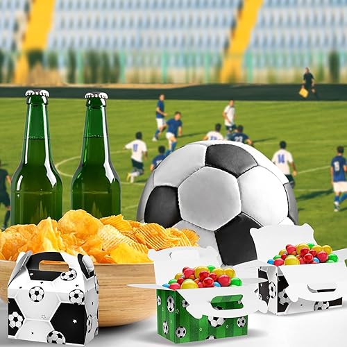 Miniatura 4 de Outus Paquete de 16 cajas de golosinas de fútbol, bolsas de dulces de fútbol, bolsas de regalo de fiesta de cumpleaños, cajas de papel para galletas
