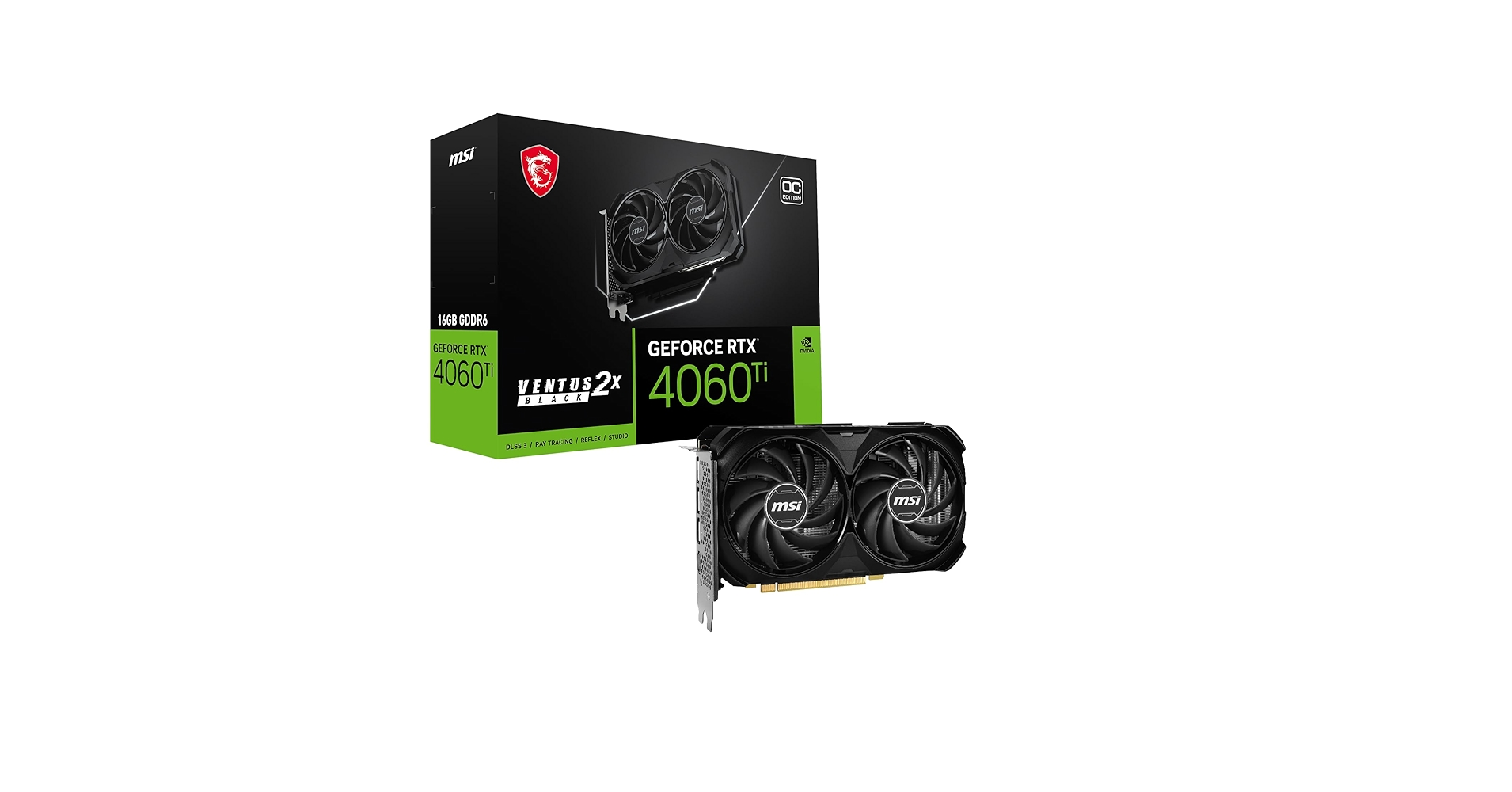 【小型】MSI RTX 4060 Ti 16GB VENTUS 2X BLACK MSI GeForce RTX 4060 Ti VENTUS 2X BLACK 16G OC