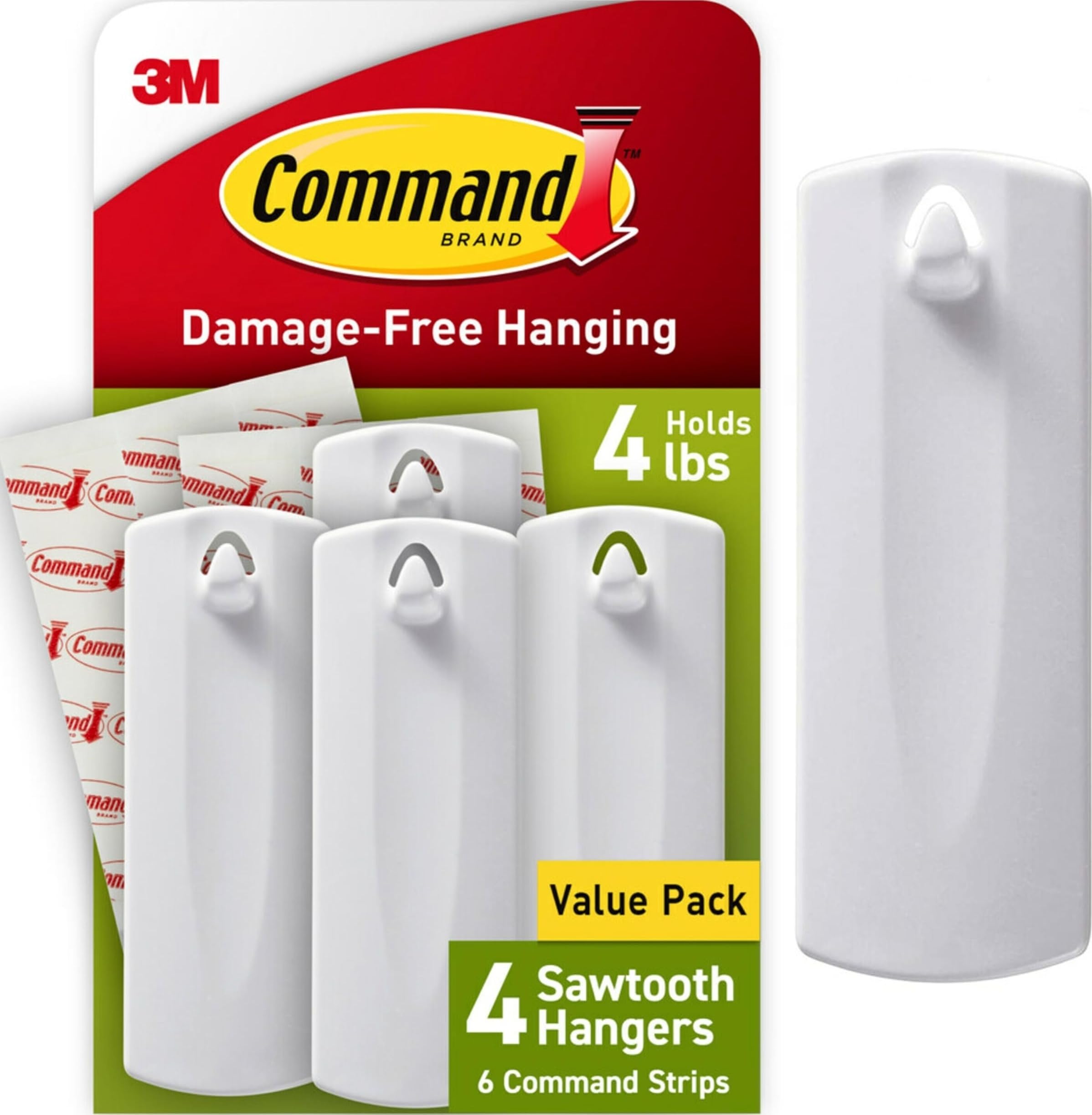 Command PH040-4NA Sawtooth Frame Hanger, 4 lb Capacity, Indoor Use, 4