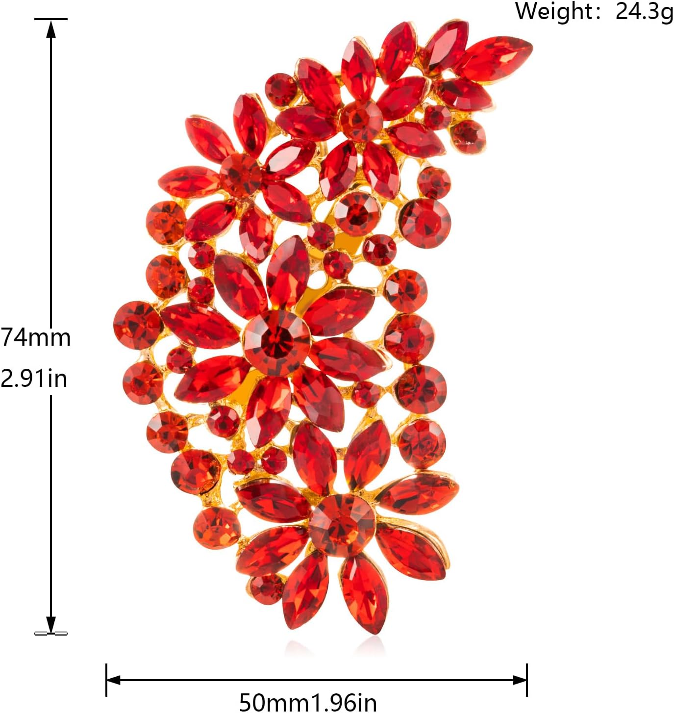 LAXPICOL Vintage Austrian Crystal Flower Leaf Bouquet Clusters Large Big Brooch Pin for Women Gold Tone - Image 4