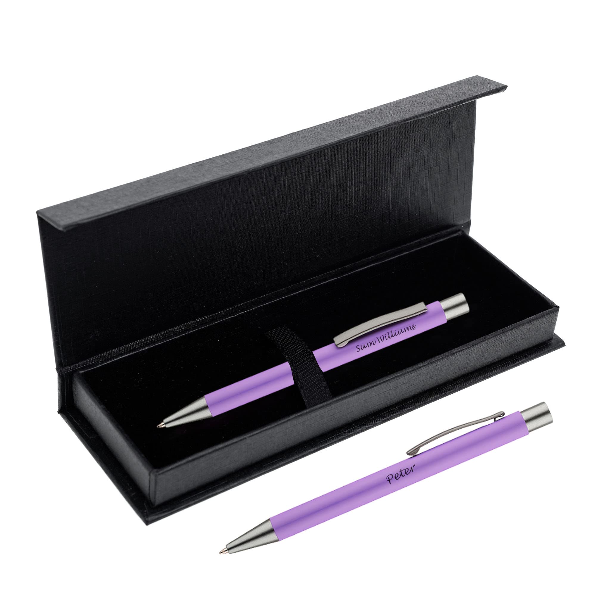 Paul Clover Personalised Engraved Aluminium Ballpoint Pen with Graphite Finish in a Gift Box - Elegant Gift Idea for Your Loved Ones, Men and Women - Enter Your Custom Text