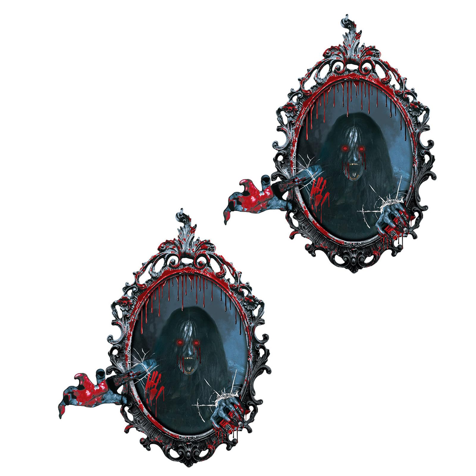 of 2 Halloween Wall Decal Scary Specters Decors for Livings Room Eerie Background PVC Sticker Easy to Apply Remove Halloween Wall Decal