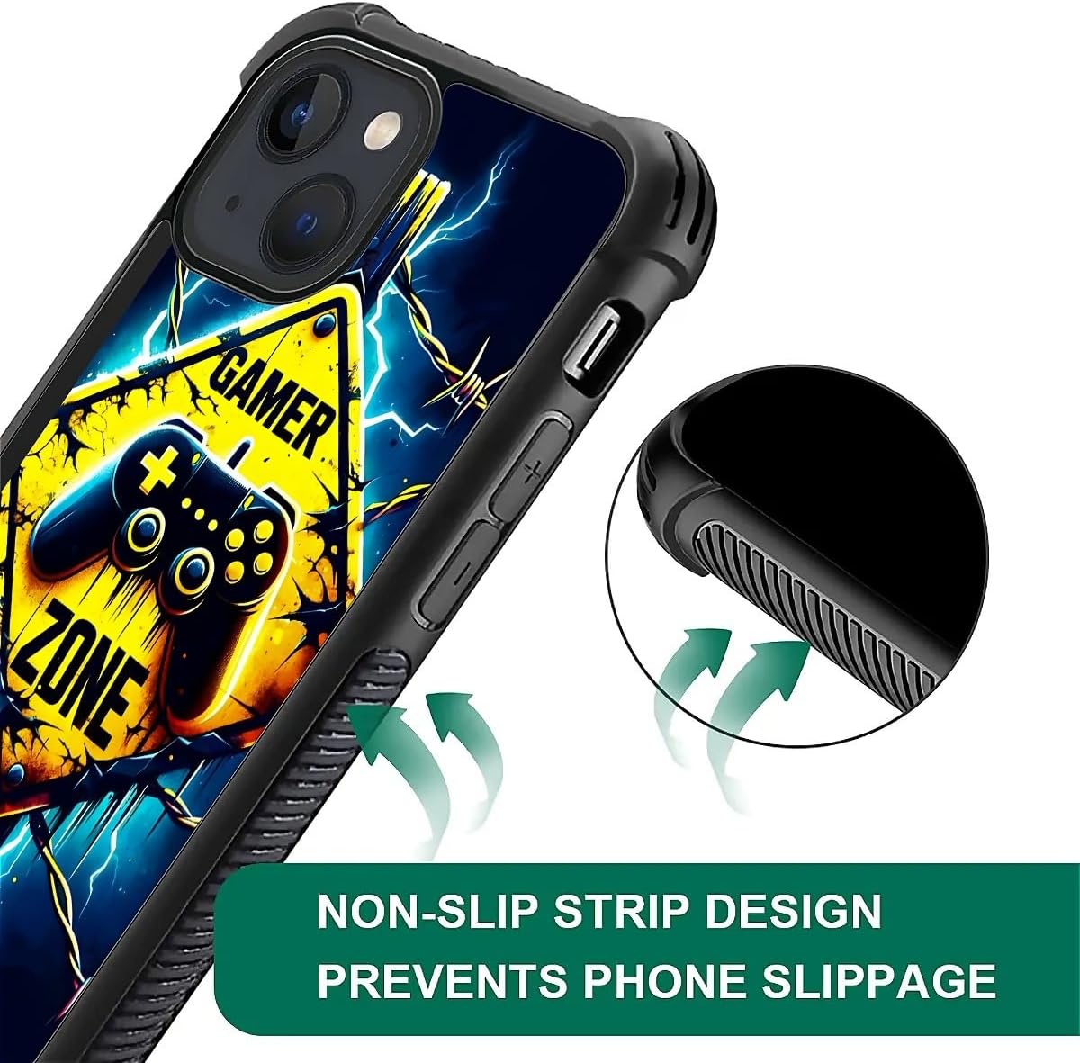 for iPhone 15 Case 6.1-inch with Gamer Zone Four Corner Airbag Protection Design Soft Silicone Frame Personalized Pattern Case Compatible with iPhone 15 for Men - Image 6