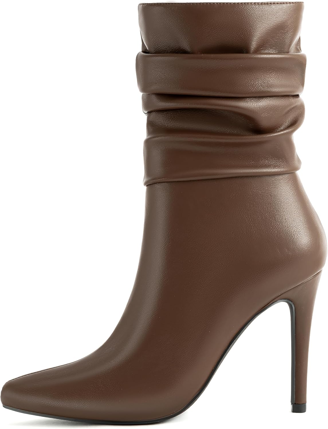 Mid Calf Boots for Women Stiletto High Heel Slouch Boot Pointed Toe Side Zipper Sexy Fashion Ankle Booties Waterproof Fall Winter Dressy Shoes for Work, Party and prom
