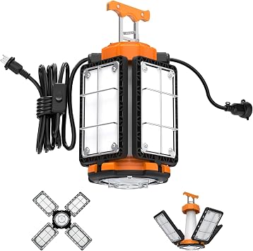 الصمام ضوء العمل المؤقت 100 W 15000 Lumen مع سطوع التبديل قابل للتعديل، 4 لوحات قابلة للتشوه لينكابل شنقا ضوء العمل، المحمولة 5000 K بقيادة ضوء العمل لورشة عمل بناء موقع المرآب