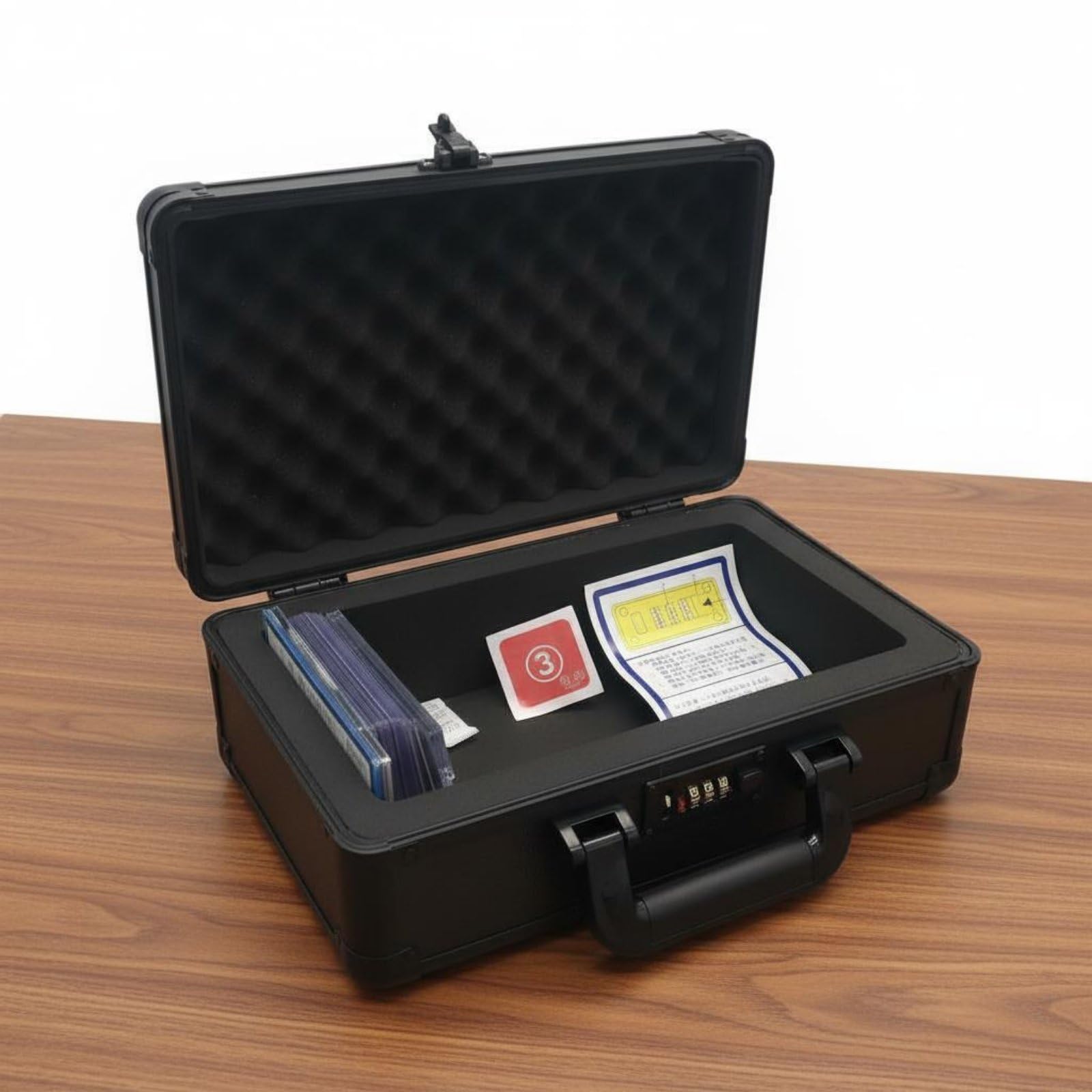 Karten Aufbewahrungsbox Sammelkarten Koffer Schutzkoffer Transportkoffer mit Zahlenschloss aus Aluminiumlegierung Und EVA Staub- Und Feuchtigkeitsgeschützt für Zuhause Büro Messen Transport