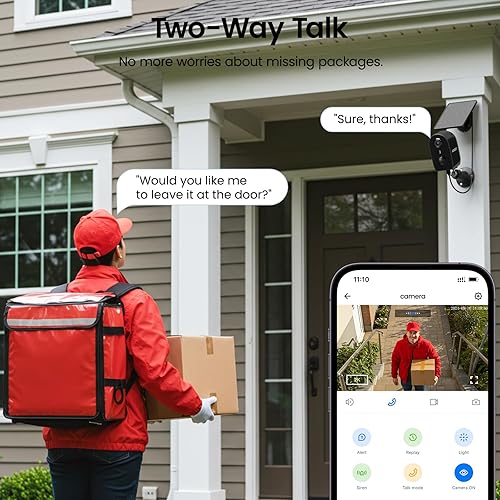 Miniatura 6 de Cámara solar para exteriores, inalámbrica, 2K, funciona con batería, cámaras exteriores para seguridad del hogar con detección de movimiento PIR,