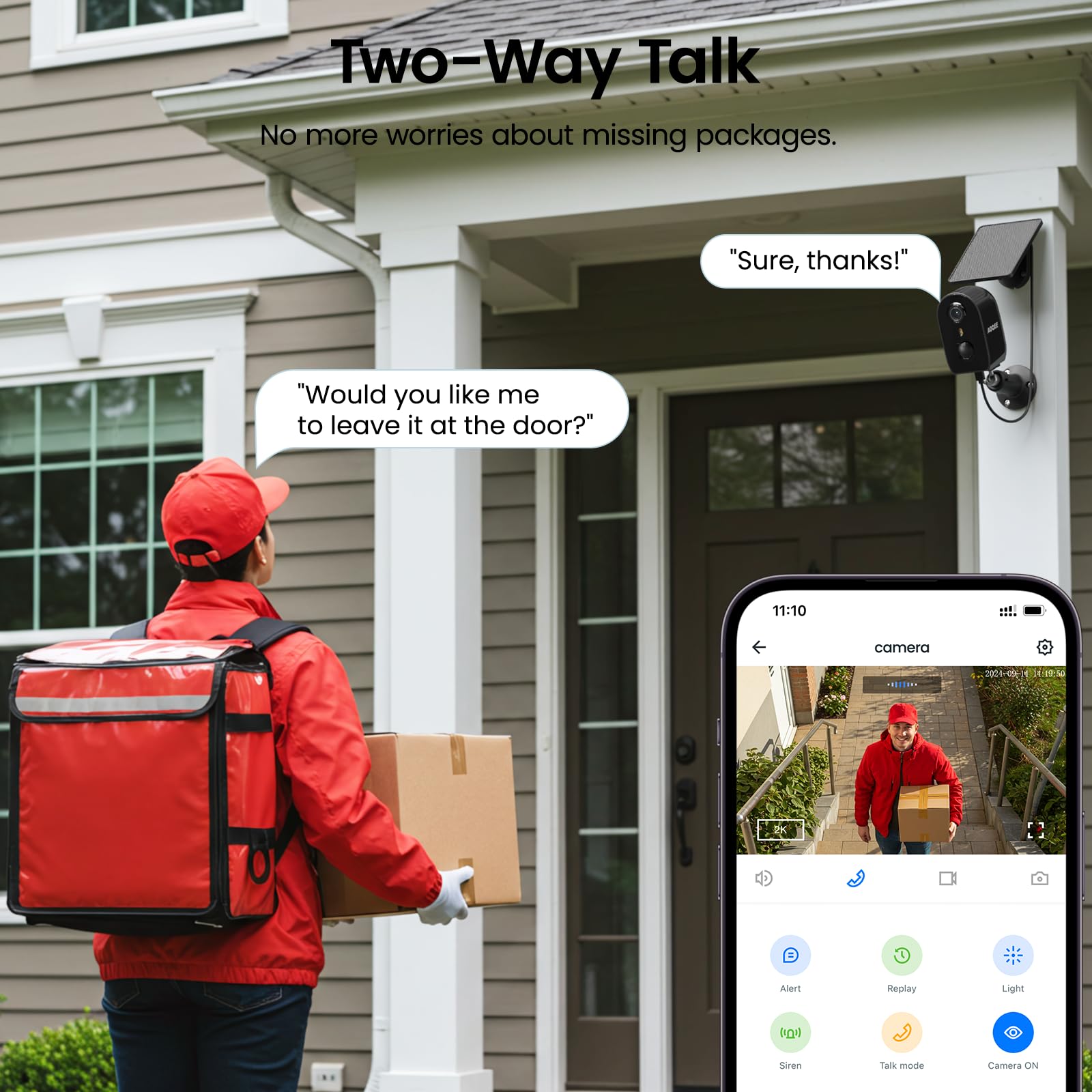 AOQEE Camera Surveillance WiFi Exterieure sans Fil 2.4G WiFi (Lot de 2)