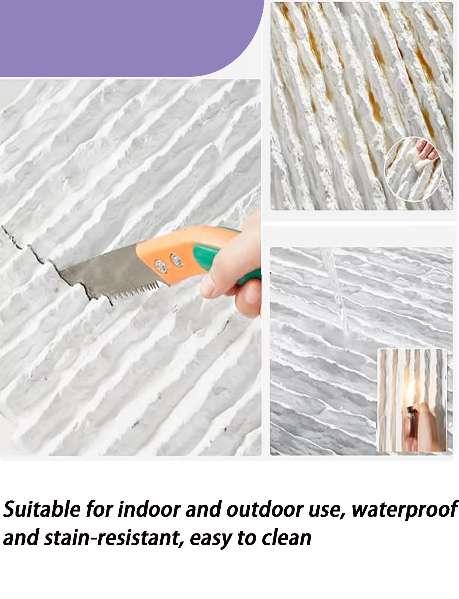 Panel de revestimiento de piedra cultivada de PU: imitación ligera de piedra apilada con textura de cascada, for for la decoración de paredes en hogares y comercios.(Light Cement Gray,4-pack)