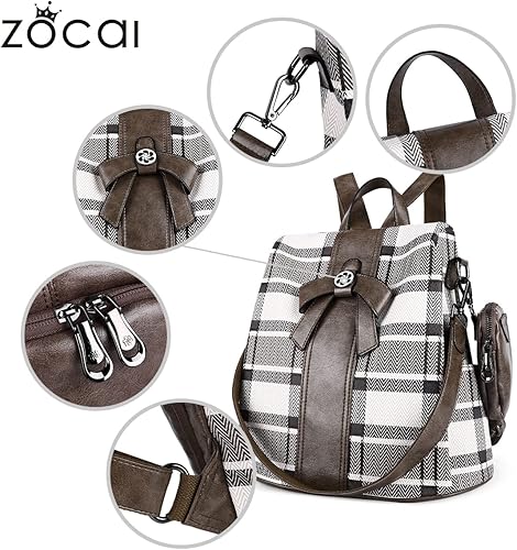 Miniatura 3 de ZOCAI - Bolso tipo mochila para mujer, de moda, con función antirrobo, de piel sintética, mochila de día, bolso al hombro, bolso tipo cartera