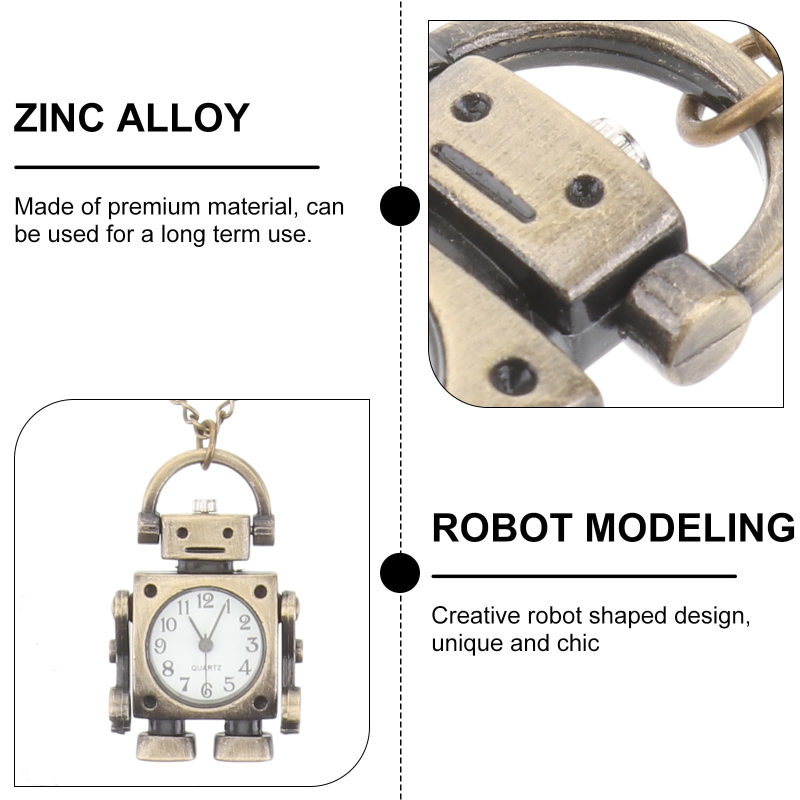 1juego Reloj De Bolsillo Creativo Robot Vintage con Llavero Y Cadena Diseño Único Y Chic para Accesorios De Mano