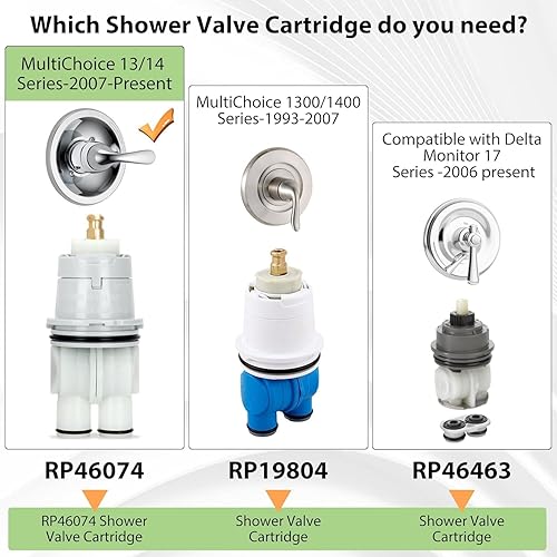 Miniatura 2 de RP46074 Conjunto de cartucho de válvula de ducha compatible para ducha y bañera Serie 1314 grifo, conjunto de reparación universal de una sola