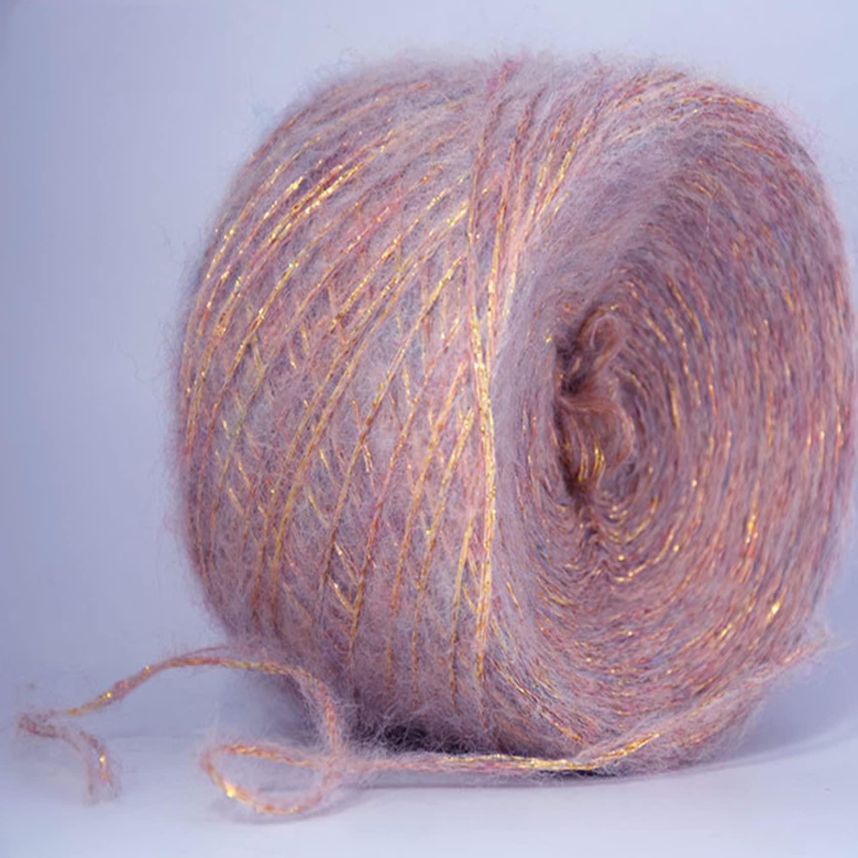 Hilo de Mohair Metalizado 50 g, Grueso, Mercerizado, acrílico, Chenilla, Hilado for Crochet(Shrimp Meat Powder)