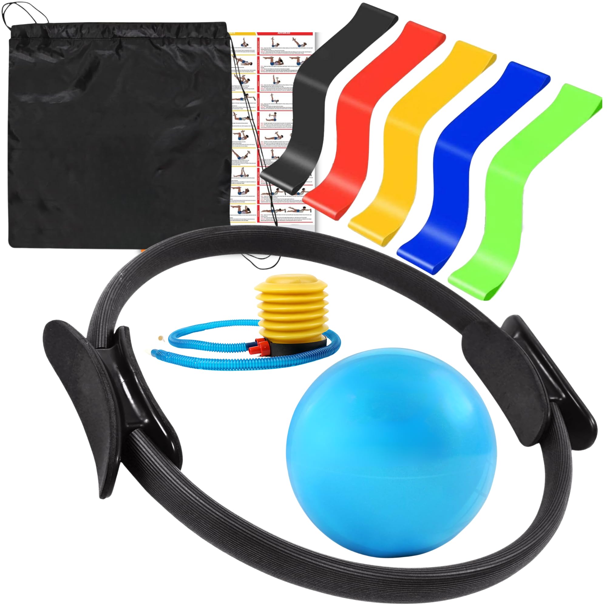 Glimsh Lightweight Foam Padded Magic Exercise Circle Double Handle Yoga Pilates Ring for Toning Arms Abs